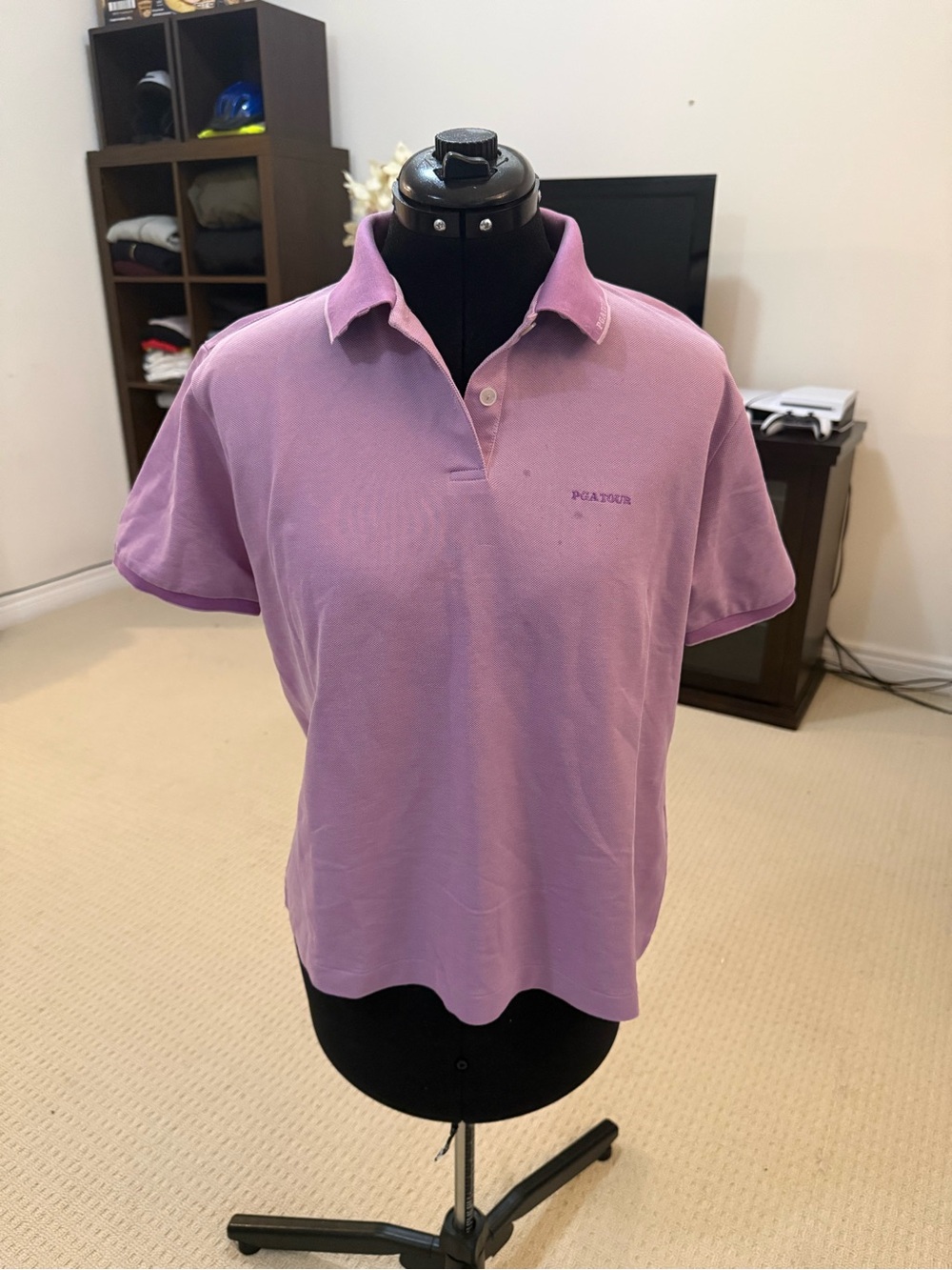PGA TOUR Lavender Purple Short Sleeve Golf Polo Shirt Size 100 Large